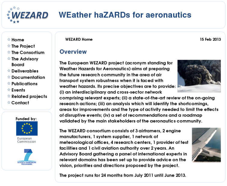 Preserved website of the WEZARD project (www.wezard.eu), funded by FP7 between 2011 and 2013, available at Arquivo.pt.
