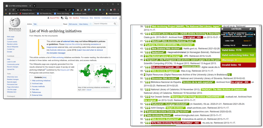 Os artigos da Wikipedia referenciam páginas externas com importante informação complementar que entretanto ficou indisponível.
