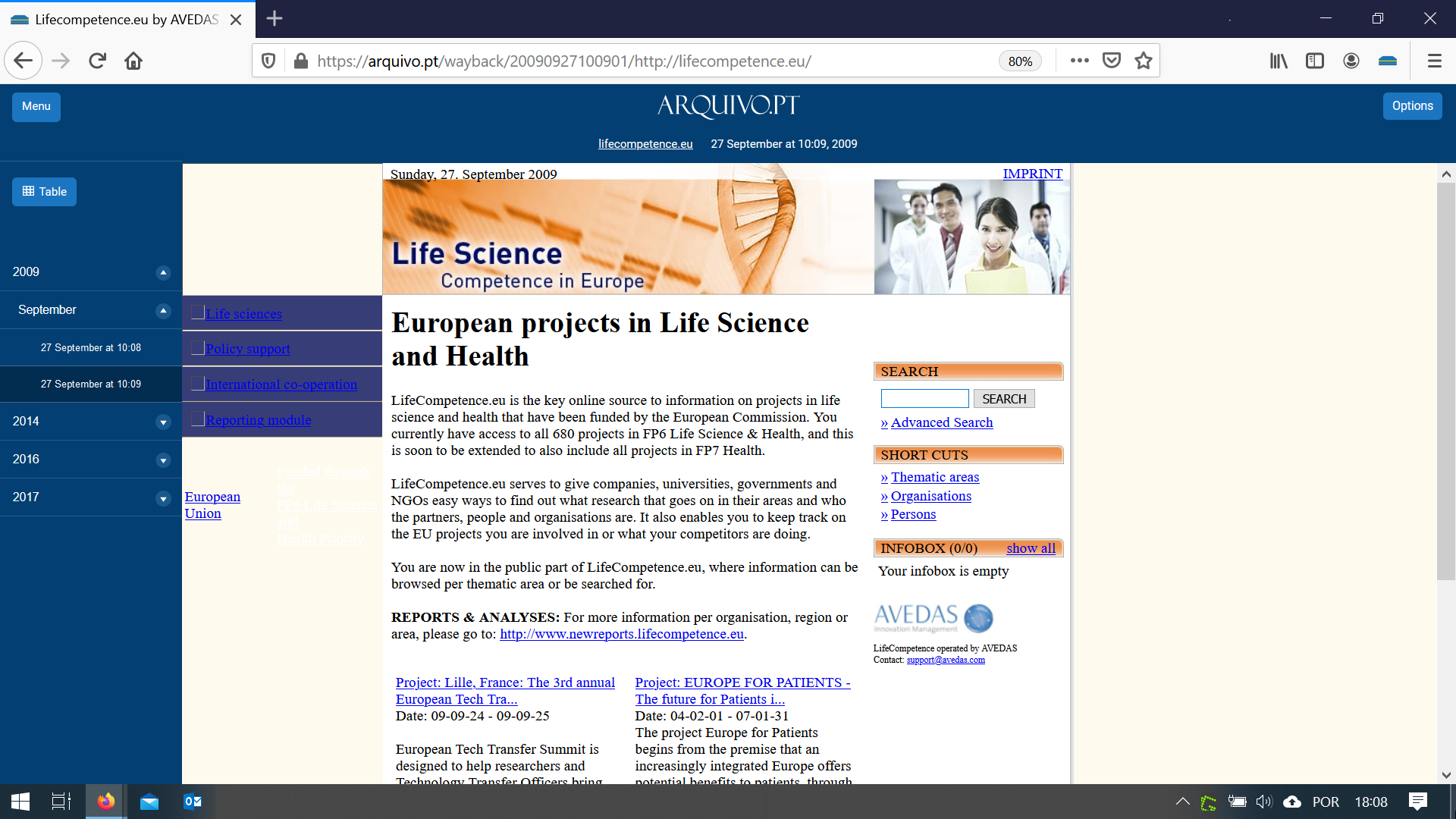 webpage liteScience printscreen